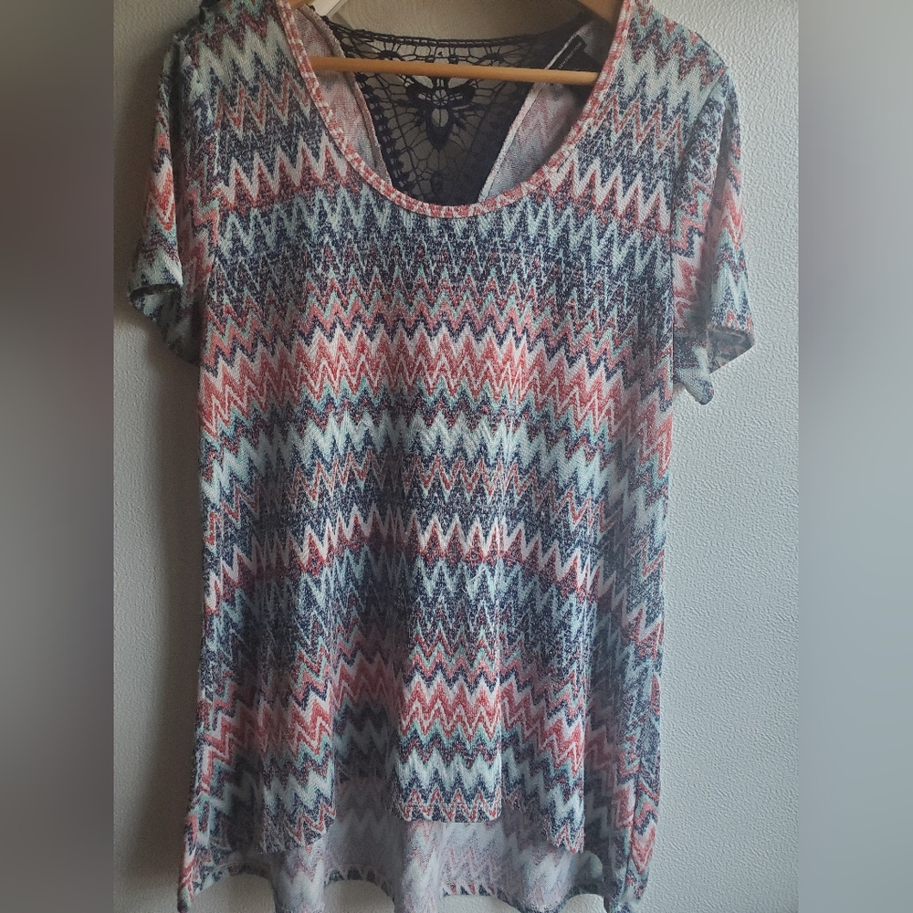 New Directions High Low Top w Fringe Back XL